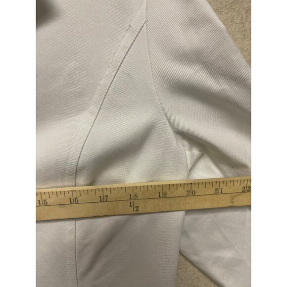 NEW! Susan Graver Women's White Denim Blazer Embroidered Cut Out Pockets Medium - Picture 7 of 11